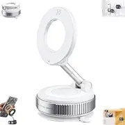 Eptchn 360° Foldable Magnetic Phone Mount,Adjustable Car Phone Holder,Vacuum Suction Cup Phone Stand for Car/Gym/Mirror/Smooth Surface,Multi-Function Car Support Bracket(White)