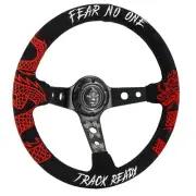 350MM 3" DEEP DISH 6-BOLT STEERING WHEEL BLACK ALCANTARA TRACK READY DRAGON US (for: Honda Civic)