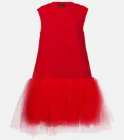 [Simone Rocha] Simone Rocha Tulle-trimmed cotton jersey minidress AU 14 red