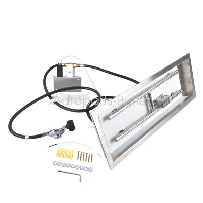 Rectangular Fire Pit Burner Kit Drop-in Propane Gas Burner w/Spark Ignition&Hose