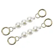 2Pcs 15cm/5.9" Pearl Purse Chain Strap Extender for Handbag, Gold/White Pearl