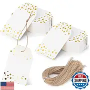 SallyFashion 80PCS Foil Gold Dots Gift Tags with String, Metallic Gold Dots P