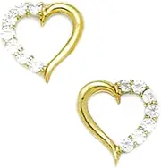 [JewelryWeb] 14k Yellow Gold CZ Simulated Diamond Big Love Heart Fancy Post Earrings 12x12mm Stud Earring for Women