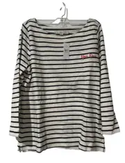 Women’s Size M Loft Black/White Stripe Sailor "Oui Oui" 3/4 sleeve Top