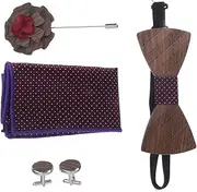 [ANDRESLAD] 1 Set Bow Tie Kerchief Cuff-link Corsage Set Classic Male Clothing Accessories