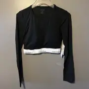 Calvin Klein Women’s Black Icon Cotton Modal Lightly Lined Long Sleeve Bralette