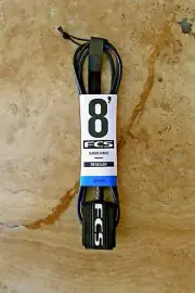 NEW FCS 8' (8ft.) Regular (7mm) Classic Surfboard Surf Leash - Black