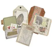 5 Handmade Bookmark Junk Journal Tags Sewn Vintage Style Scrapbook u F