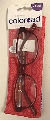 E53 FOSTER GRANT Coloread +1.25 EVALINA WINE RED Readers READING GLASSES 1 PAIR