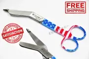 NURSE GERMAN GRADE LISTER BANDAGE SCISSORS WITH USA FLAG PATTERN 5.5"