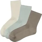[okamoto] Women's Ribbed Socks, Cotton, Crew Length, 3 Pairs Set, Spring/Summer, Plain, Fit 845-800