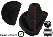 RED CROSS STITCH LEATHER AUTO GEAR BOOT+PLASTIC FRAME FOR AUDI TT MK2 06-14 (for: Audi)