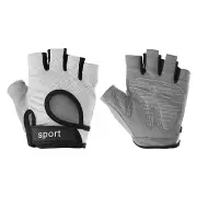 1 Pair Fingerless Breathable Workout Gloves for Women Men, Light Grey (L Size)