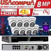Hikvision NVR 8CH 8POE ColorVu 4MP IP Camera 4K CCTV Security System W/Audio 2.8