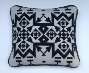 16"x18"" Wool & Black Leather Pillow made w/Pendleton Fabric