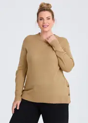 [Taking Shape] Taking Shape Soft Touch Button Jumper Size 20 in Camel - Plus Size Women's Clothing Camel