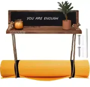 Yoga Storage Mat Shelf Wall Mount Rack with Chalkboard and Liquid Chalk Rustic