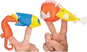 Archie McPhee Aquarium Fish Finger Puppets - Set of 4 (Cowfish, Red Passion Discus, Bicolor Angelfish, Seahorse)