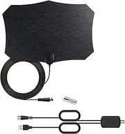 Indoor TV Antenna TNT HD, Digital HDTV Antenna, Powerful Indoor TNT Antenna Signal Amplifier Booster with Coaxial Cable Support HD TV, 4K HDTV DTMB VHF UHF FM DVB-T DVB-T2