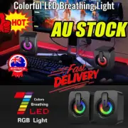 Surround Sound System LED PC Speakers Gaming Bass USB For Desktop Computer GV