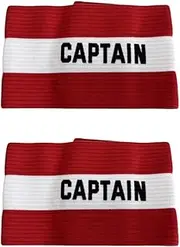2pcs Captain Armbands Sports Armband 30x8.8cm Nylon Elastic Armband ， for Soccer, Football, Basketball and More - Premium Team Sports Accessories (Red and White)