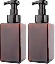 NINFE 2 Pack Foaming Soap Dispenser 15Oz Refillable Foam Liquid Hand Soap Empty Plastic Pump Bottle Container - Brown 450Ml