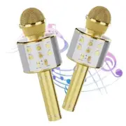 Wireless Bluetooth Karaoke Microphone 2 Pack, 4-in-1 Handheld Mic Speaker gold
