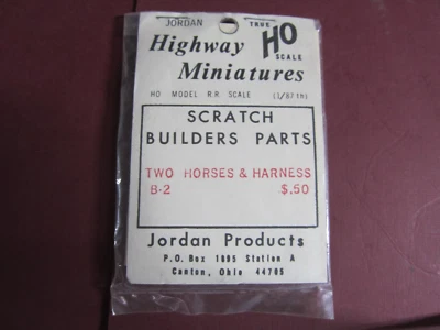 Jordan Highway Miniatures 2 Horses & Harness HO Kit #B-2 Mint In Sealed Bag