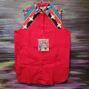 Vintage Adobe Rose Eagle Aztec Print Button Up Shirt Vest Sz L Womens Navajo