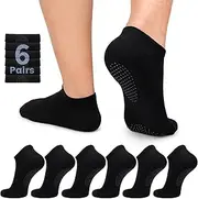 FuelMeFoot 4/6 Pairs Non Slip Grip Socks for Men Anti-Skid Gripper Socks Ankle Grippy Socks for Hospital, Pilates, Yoga
