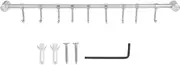 Coat Rack Wall Mounted Stainless Steel Movable Hook Design Minimalist Style for Home Decor Silver 500mm