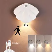 2Pcs LED Shells Night Light Motion Sensor Light Tricolor Room Decoration Light