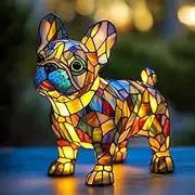 Corgi Lamp Dachshund Lamp, Dog Series Art Night Light, Stained Resin Tabletop Night Light, Cute Pet Dog Themed LED Table Lamp, Vintage Animal Night Light, Dog Lovers Pet Owners Gift(French Bulldog)