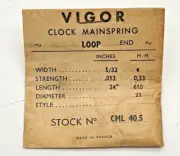 NOS Clock Mainspring CML-40.5, 5/32" x .013" x 24" Loop End (CM44)