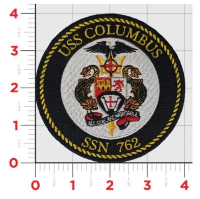 NAVY USS COLUMBUA SSN-762 EMBROIDERED PATCH HOOK & LOOP
