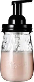 Amolliar 16Oz Foaming Soap Dispenser with Pump Lid, Plastic Refillable Foam Hand Dish Dispenser Set, Clear Diamond Soap Dispenser with Lable for Farmhouse Kitchen Bathroom (1 Pack, Black)