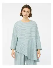 [Keegan] Refraction Long Sleeved Top in Green/White Stripe