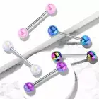 Pair of Metallic AB Coating Ball On Surgical Steel Nipple Barbells Tongue Rings
