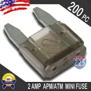 200 Pack 2A Mini Blade Style Fuses APM/ATM 32V Short Circuit Protection Car Fuse