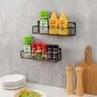 Black Chicken Wire Hanging Spice Rack/ Kitchen Jars Condiment Shelf, Set of 2