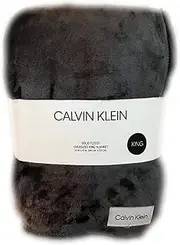 Calvin Klein Plush KING Size Blanket Blueish GRAY