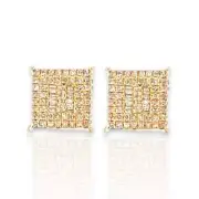 1.21ct Diamond Baguette and Round Stud Earrings - 14k Yellow Gold