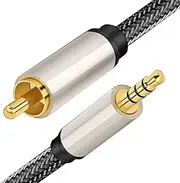 RCA to 3.5mm Mono, tunghey Nylon Braided 3.5mm 1/8 inch Mono Male Plug to RCA Male Audio Cable Adapter, RFAdapter for Speakers, Subwoofer (3m)