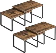 SONGMICS Spice Rack, Set of 4, Kitchen Rack, Kitchen Organiser, Expandable, Spice Holder, Stackable, with Metal Frame, 19.5 x 29.7 x 15.8 cm, Ink Black Vintage Brown KCS021X01