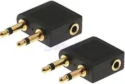 2 Pcs Gold Plated Flight Headphone Audio Adapter, Airplane Connector, Convert Sound on Planes Suits in-Flight Media Systems