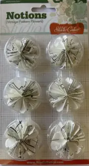 BLACK/WHITE VINTAGE PATTERN FLOWER Die-Cut Embellishment (6pc)Rosettes•Decorated