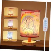 Bedside Table Lamp - 3 Colors Dimmable Kids Night Light for Girls Unicorn