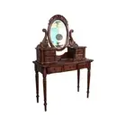 Solid Mahogany Wood Small Dressing Table & Mirror with 7 Drawers Antique Design