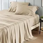 Split King 2x Long single Fitted Beige Solid 5PC Split Sheet set 1000TC Cotton