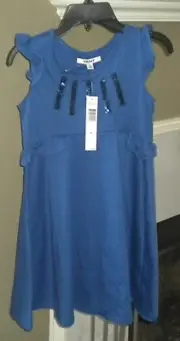 NWT DKNY GIRLS S/S CORN FLOWER BLUE PARTY DRESS SIZE MEDIUM $39.50